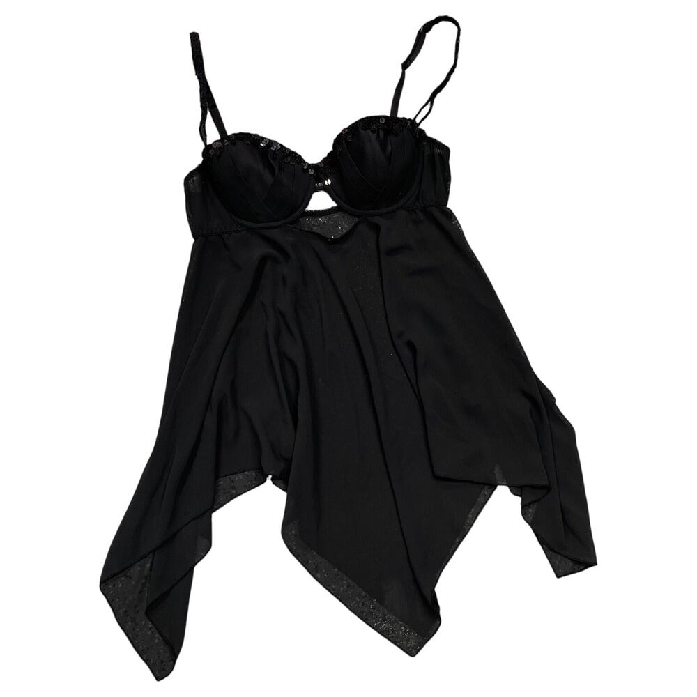 Very Sexy Victorias Secret Black Nighty Top 36B Sheer Top Tank Chemise